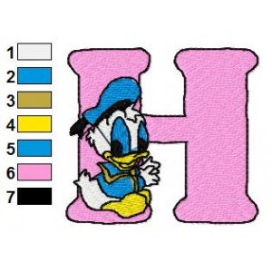 H Donald Duck Disney Baby Alphabet Embroidery Design